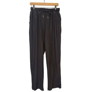 BENKLARK Off Court Black Pleated Wide Leg Pants Drawstring Waist NBA Sz S